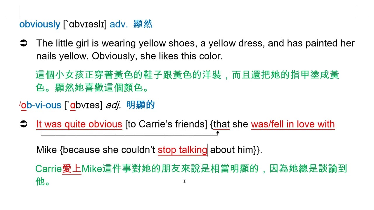 obviously [`ɑbvɪəslɪ] adv. 顯然