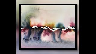 745 Watercolor Tutorial ~  So Satisfying  ~ Landscape ~ #abstract (Talking)