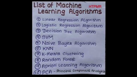 List Of Machine Learning Algorithms  - HTPMR