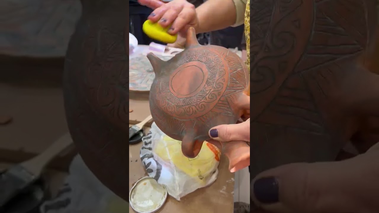 Mangan oksitli transparan sırlara sür sil tekniği✨#seramik #pottery #türkiye #ceramic 