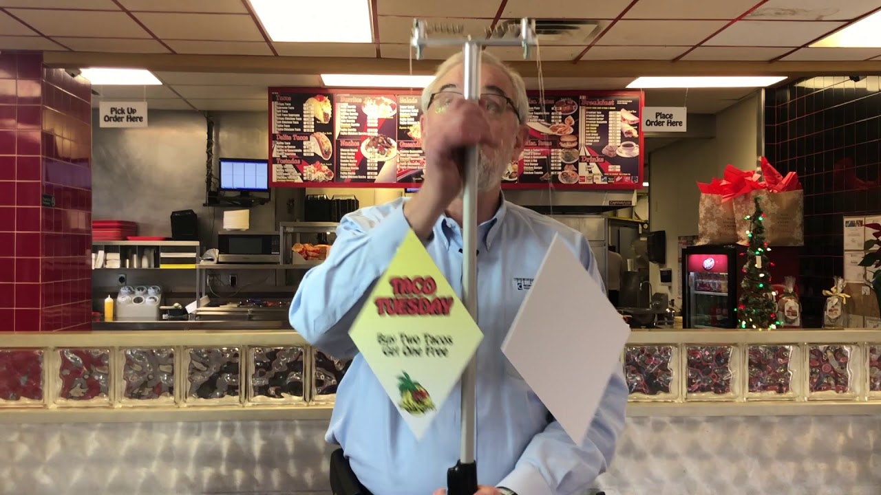 Hanging 2 Signs At Once in a Restaurant  - Ceiling Outfitters