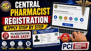 How to Apply Central Pharmacist Registration Number || PCI Central Pharmacist Registration 2026 🇮🇳
