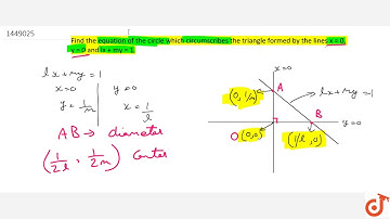 Find the equation of the circle which circumscribes the triangle formed    by the lines  ltmat