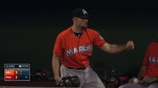 MIA@PHI: Marlins pitch 2 1/3 frames of hitless relief