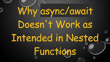 Why async/await Doesn