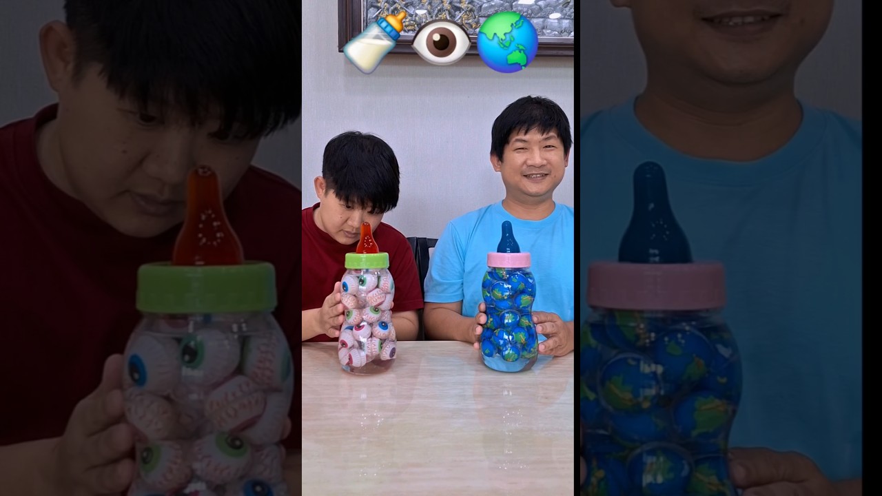 Big bottle candy jelly eyeball 🍼👁🌏 #ฮ่าๆตลกๆ #ตลก #shorts #funny