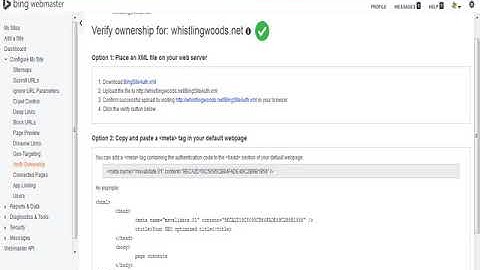 How to verify ownership in Bing Webmasters Tool after you have added your website