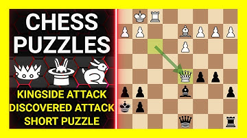Chess Puzzles to Practice. Themes: Kingside attack, Discovered attack, Short puzzle. Learn