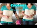 DIY👚Blusa cuello en V tejida a Crochet V-neck blouse/all size/punto fantasía elástico/toda talla😊