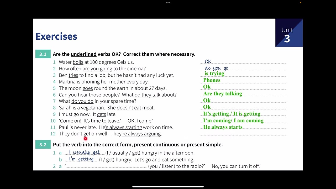 حل تمارين صفحة 7 أنكليزي مرحلة أولى نحو English grammar in use