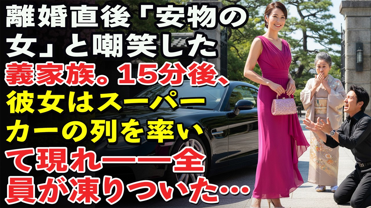 離婚直後「安物の女」と嘲笑した義家族。15分後、彼女はスーパーカーの列を率いて現れ――全員が凍りついた…