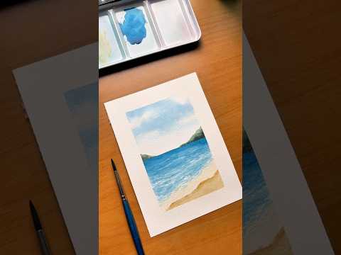 Aquarela simples de um dia na praia #aquarela #watercolor #watercolorpainting