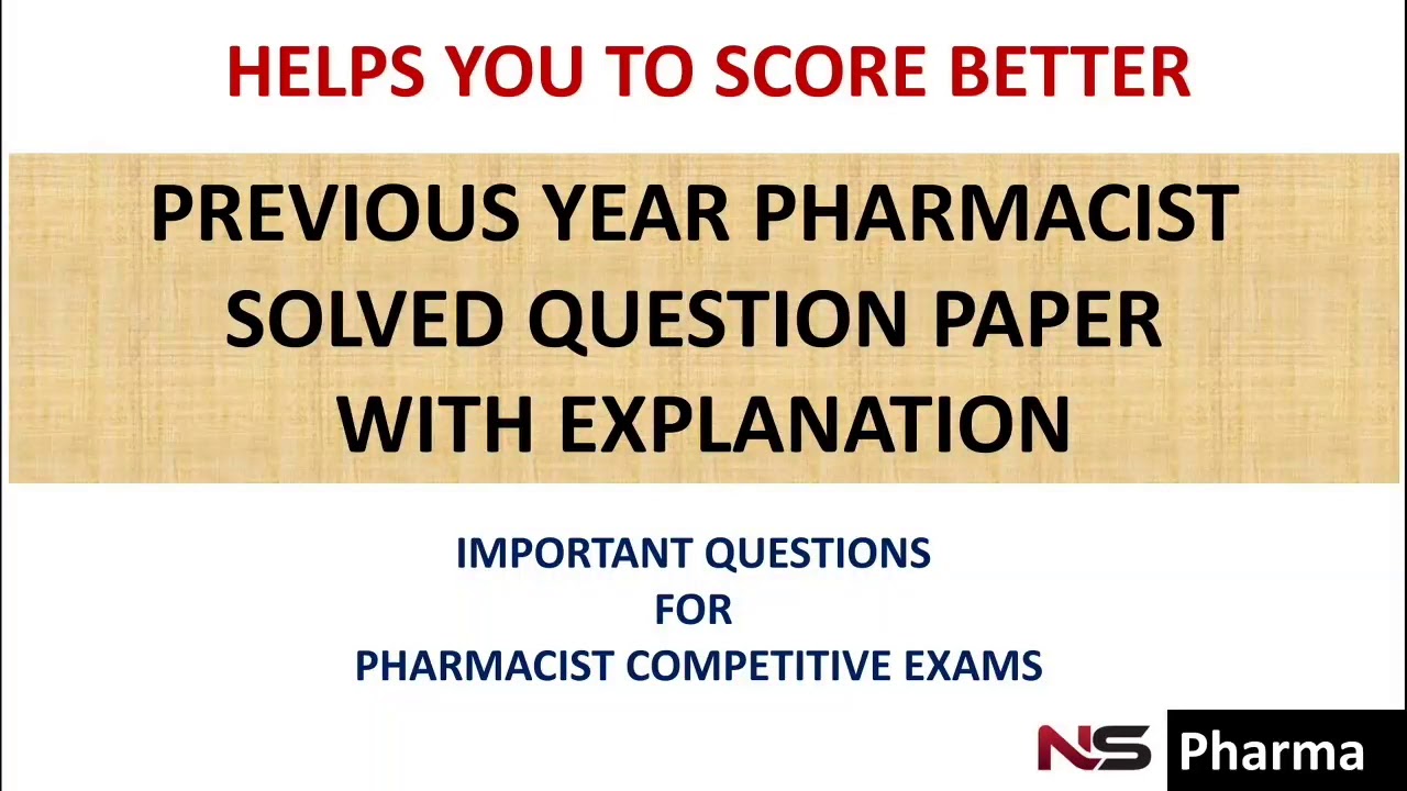 IMPORTANT PHARMACY QUESTIONS FOR COMPETITIVE EXAMS YouTube