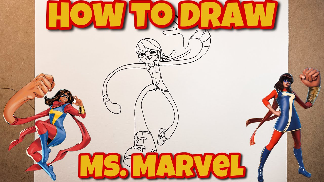 HOW TO DRAW MS. MARVEL | Spidey and his amazing friends | Easy Step-by ...