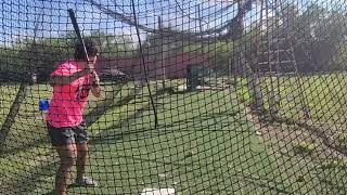 Iron Mike pitching machine at work.