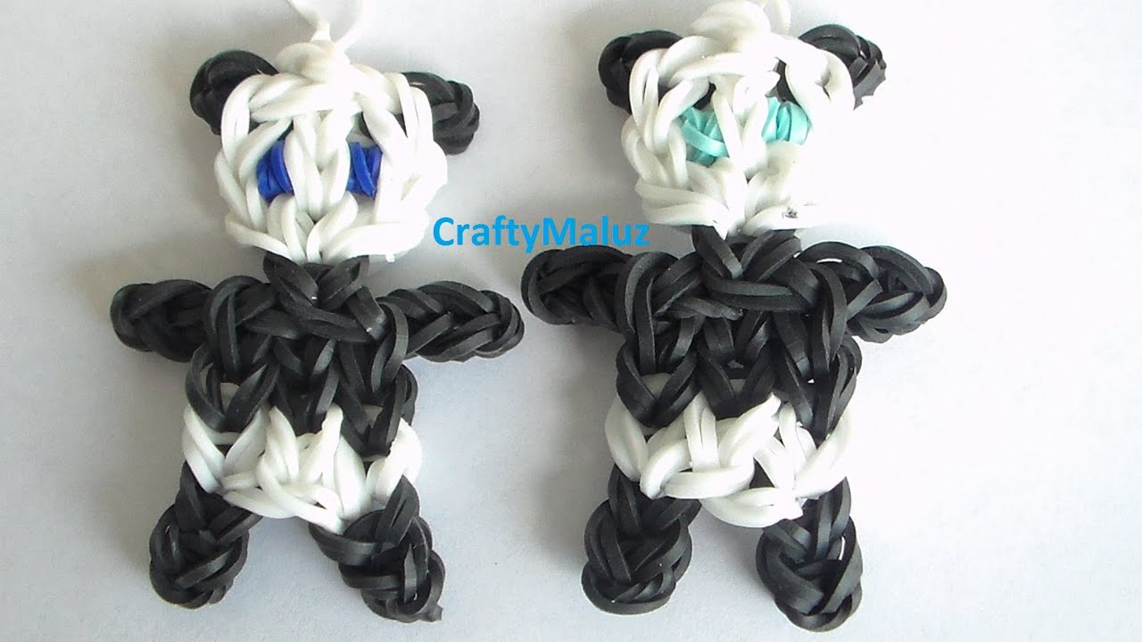 Como Hacer un Osito Panda de Gomitas// How to make the Rainbow Loom Panda Charm
