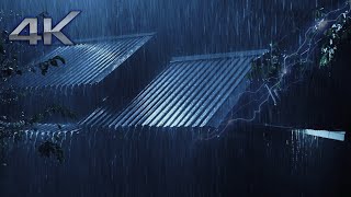 ⚡Fall Into Sleep in 3 Minutes with Torrential Rain on Metal Roof & Massive Thunder Sounds At Night