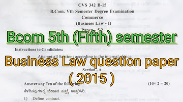Business Law question paper Karnataka CBCS Gulbarga university 2015