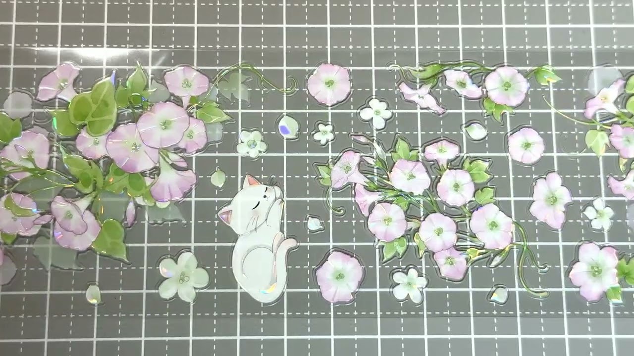 朝夕】粉牽牛 -PET貝殻光（ダイカット） - 沼のオアシス 海外マステの