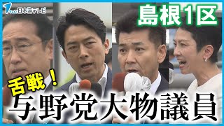 【与野党の大物議員が舌戦】「逆転の錦織です」「ふざけるなという票を亀井亜紀子さんに託して」　衆議院島根1区補欠選挙