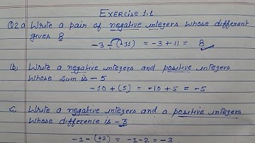 Class 7 - Exercise 1.1 - Q 2 | Write a pairs of negative integers
