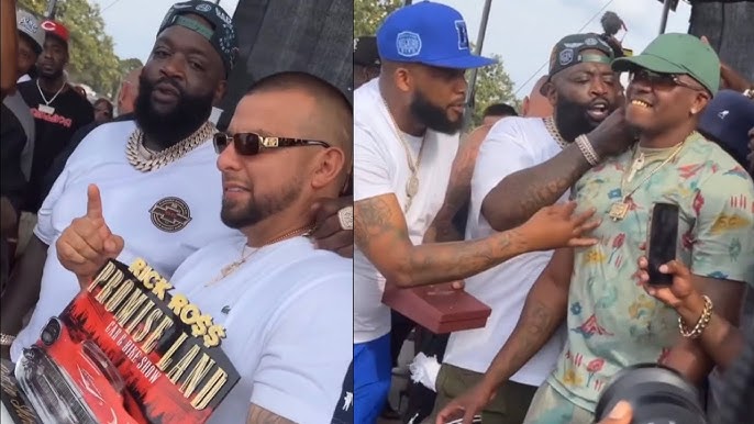Rick Ross gave away $25,000 diamond keys to winners at his car show - YouTube