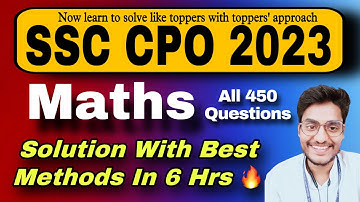 SSC CPO 2023 Maths Solution by Rohit Tripathi : M.Imp for CGL,CHSL,MTS