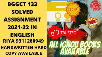 BGGCT 133 SOLVED ASSIGNMENT 2021-22 IN ENGLISH
