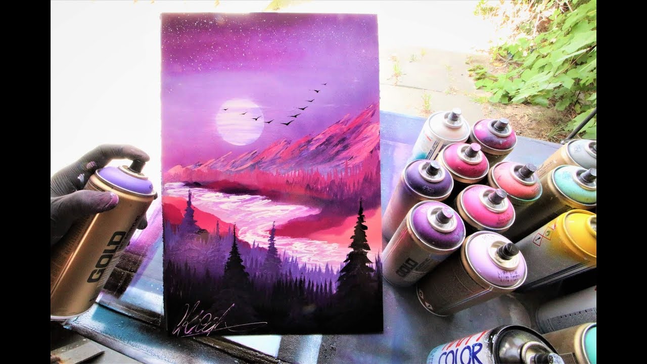 Pink Purple Sunset - SPRAY PAINT ART by Skech 