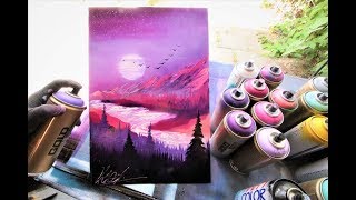 Pink Purple Sunset - SPRAY PAINT ART by Skech