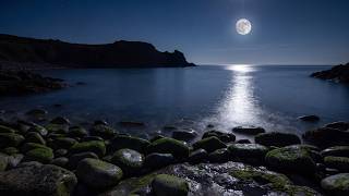 78 Hz Tone & Gentle Waves — The Moonlit Cove — 3 Hours for Sleep — 4K