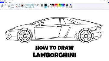 How to draw Lamborghini Car | Drawing Car on computer using Ms Paint | Car Drawing Tutorial.