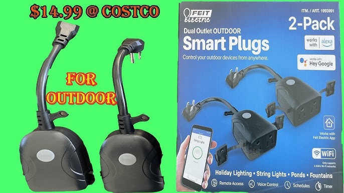 HBN Outdoor Indoor Wireless Remote Control Dual 3-Prong Outlet Black