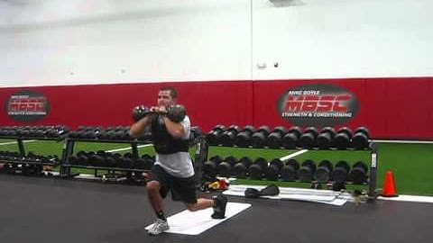 Double Kettlebell Slideboard Reverse Lunges