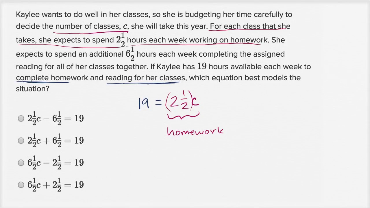 Linear equation word problems — Basic example