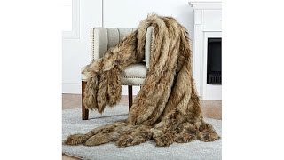 A by Adrienne Landau Coyote Faux Fur Throw with Tails