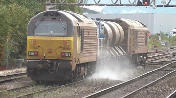 67023 & 67027 depart Gloucester with 3s33 Cheitenham Lansdown to Swindon 13/10/21