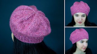 A simple knitted beret for any size  how to knit a beret!