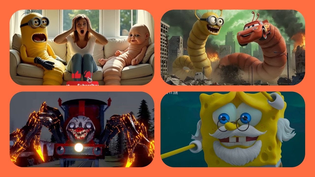 Minion Worm & Baby Worm 💥 Cyberworm Minion & Lightning Mc Queen Thomas ...