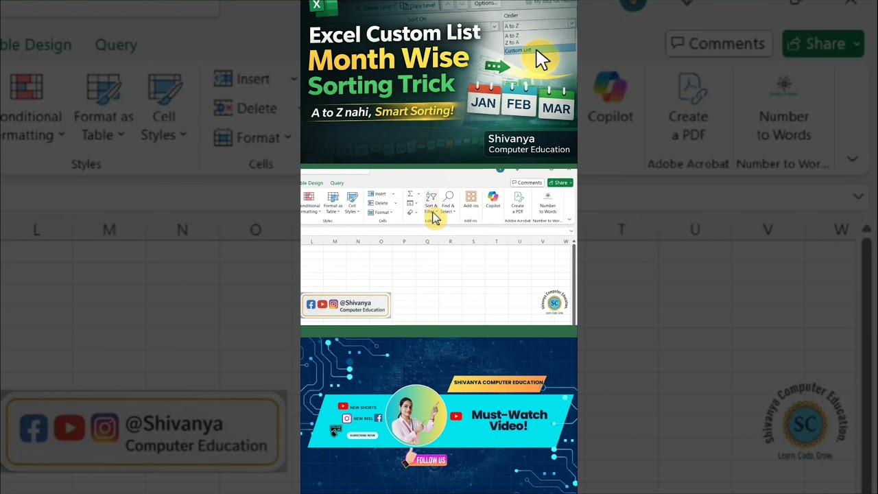 Excel Month Wise Sorting | Custom Sort & Custom List  