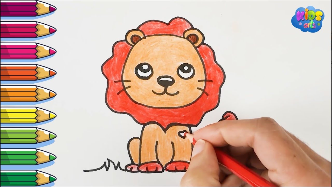 HOW TO DRAW A CUTE KAWAII LION EASY | Drawing of a little lion | kids ...