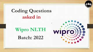 Wipro NLTH-2022 Coding Question and Answers || code4u