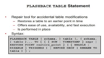 Oracle - FLASHBACK TABLE Statement | How to FLASHBACK TABLE in oracle | Oracle FLASHBACK