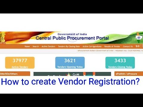 e-tender|e-procurement|CPP Portal|Vendor Registration|creation of Login in CPP Portal - e-tender.