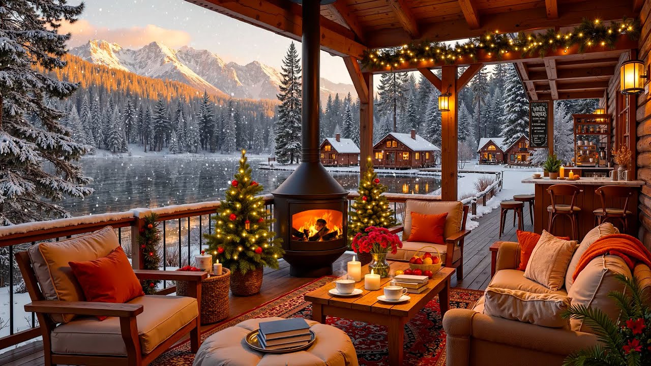 Sweet Winter Jazz Music for Working ❄ Cozy Lakeside Coffee Porch Ambience & Smooth Jazz Instrumental