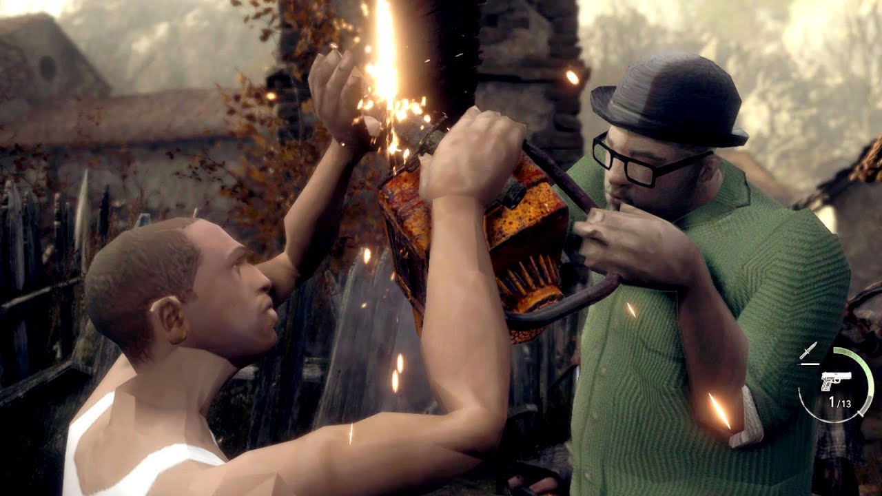 CJ VS Big Smoke in Resident Evil 4 Remake - YouTube