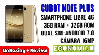 CUBOT NOTE Plus Smartphone 4G Pantalla 5.2&quot; Android 7.0 Dual SIM 3GB RAM | UnBoxing Review  Español