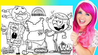 Coloring SpongeBob, The Loud House, Chowder & The Amazing World of Gumball Coloring Pages | Markers