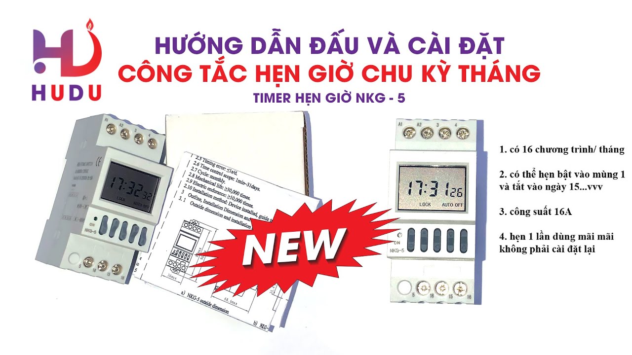 Công tắc hẹn giờ tự động. Cài chu kỳ tháng NKG-5 |... - youtube