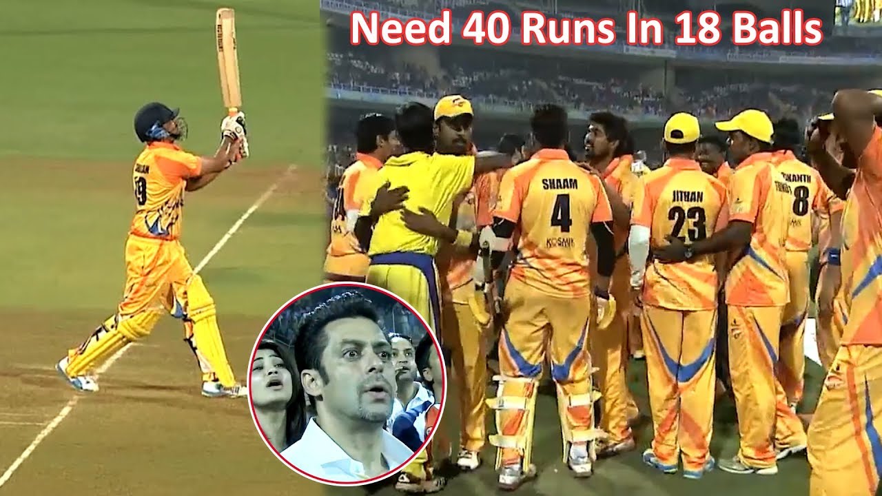 Best Last Ball Finish In CCL Ever  To Win 40 Runs In 3 Overs Chennai Vs Mumbai Fantastic Finish